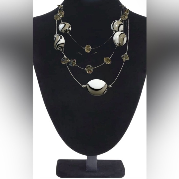 Lampwork Glass Bead Swirl Necklace and Earring Set New - Picture 1 of 4